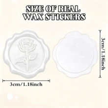 20pcs/Pack 3D Rose Wax Seal Stickers, Wedding Invitation Envelope Seal Stickers, Self-Adhesive Pearl Powder Flower Stickers, Suitable For Invitations, Gift Packaging - Pearl White - Rose - Pearl White - View 5