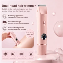 Bikini Trimmer For Women, Dual-Head Electric Body Hair Trimmer For Sensitive Areas, IP67 Waterproof Rinsable, USB-C Rechargeable Groomer For Bikini Line, Underarms, Legs & Face, Soft Pink - Pink - View 1