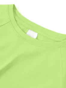 Collection d'été pour préadolescentes : T-shirt à manches courtes et épaules tombantes en 100% coton pour filles, avec un design imprimé de capybara personnalisé, amusant et mignon - Vert fruit - Voir 4