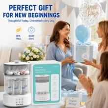 Hauture Baby Bottle Sterilizer And Dryer, Electric Steam Sterilization With Large Capacity For Glass & Plastic Bottles, Auto Shut-Off, Great Baby Shower Gift - 查看 10