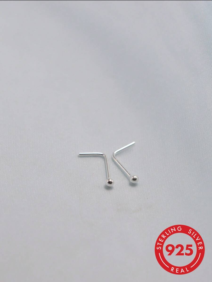 2个925纯银1.5毫米迷你球形鼻钉穿孔饰品 - 銀色 - 查看 1