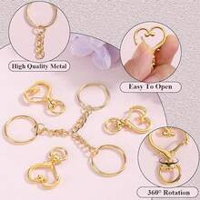 30/60/90pcs Heart-Shaped Keychain Swivel Clasp Hook Set, Split Key Ring Chain And Jump Ring Bulk Keychain Lanyard, DIY Keychain Making Kit, DIY Keychain Wallet Bag Pendant Accessories Craft Supplies - Heart-shaped Clasp Chain Small Loop - View 3