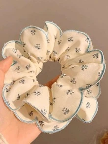 1pc Women's Floral Sweet Fashion Casual Flower Lace Hair Tie Suitable For Daily Wear - Beige - View 3