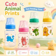 2pcs Cute Bottle Set 60ml+250ml PP Feeding Bottles With Nipples For 0-36 Months - Multicolor - View 3