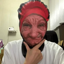 2pcs/Set - 1PC Scary Humorous Little Red Riding Hood Old Lady Mask | Cosplay Headpiece, Breathable & Comfortable, Fits Face Shape, Suitable For Various Occasions, Realistic Pattern, Easy To Wear, Ideal For Halloween Cosplay Party Props - Multicolor - View 7
