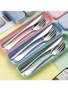 1pc Portable Cutlery Storage Box, Knife Fork Spoon Chopsticks Box, Colorful Extended Storage Box, PP Material Straw, Chopsticks Portable Storage Box, Portable Travel Cutlery Set, Travel Cutlery Set, Large Capacity Cutlery Storage Box, Kitchen, Office - Multicolor - View 10