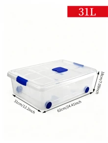 2 piezas Cajas de almacenamiento de gran capacidad de 86L con ruedas, diseño apilable, resistentes y duraderas, ahorran espacio, con tapas de cierre de , disponibles en múltiples tamaños, adecuadas para el hogar, salas de almacenamiento, oficinas, garajes, cajas de almacenamiento de herramientas transparentes - Especificaciones múltiples - Ver 19