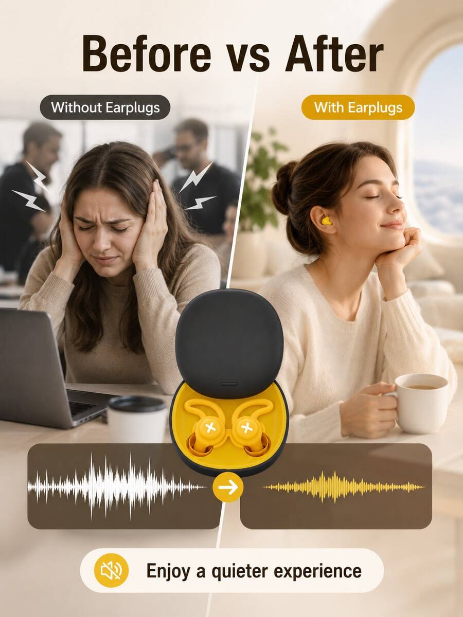 Ear Plugs For Sleeping Noise Cancelling, Reusable Soft Silicone Earplugs For Side Sleepers & Snoring, Sound Blocking Noise Reduction Ear Plugs With Wing Design & Case For Work, Travel, Concerts, Flights, Hearing Protection For Men Women, 3 Colors
