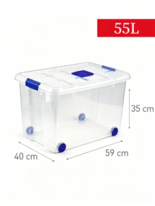 2 piezas Cajas de almacenamiento de gran capacidad de 86L con ruedas, diseño apilable, resistentes y duraderas, ahorran espacio, con tapas de cierre de , disponibles en múltiples tamaños, adecuadas para el hogar, salas de almacenamiento, oficinas, garajes, cajas de almacenamiento de herramientas transparentes - Especificaciones múltiples - Ver 9