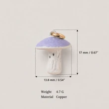 1pc Exquisite Cute Style 14K Gold Plated Copper Colorful Mushroom & Pet Pendant, DIY Daily Bracelet Necklace Keychain Charm Decoration For Women - Multicolor - View 7