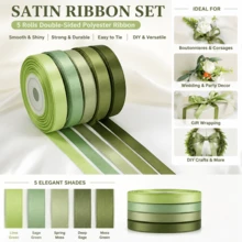 5pcs/Set Mixed Color Premium Double-Sided Satin Ribbon, Suitable For Wedding Gift Wrapping, Bridal Shower Decoration, Bouquet DIY Crafts - Multicolor - View 4