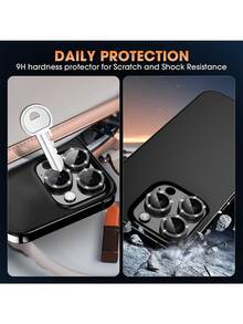 CASECOPS 9H 鋼化玻璃亮面金屬環相機鏡頭保護貼，適用於 iPhone 17/17 E/17Air/17pro/17promax/16/16pro/16plus/16promax/16 14 Pro (6.1 吋) 與 14 Pro Max (6.7 吋)，防刮高清覆蓋，金屬環最大化保護，6 入黑色 - 6pcs - 查看 5