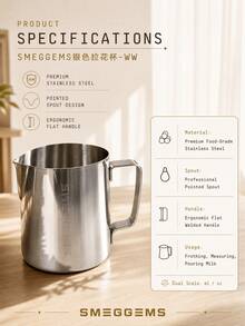 SMEGGEMS 防撕裂牛奶發泡壺，304不鏽鋼咖啡蒸汽杯附出水口，恆流設計，適合製作精緻拿鐵拉花，多功能不鏽鋼發泡壺附舒適手柄，適合日常自製拿鐵 - 0.5升-1升 - 查看 3