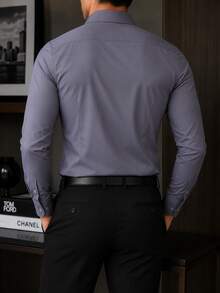 Rand paul Men's Microfiber Cotton Shirt - Comfortable And Stylish Slim Fit - 深灰色 - 查看 2