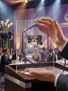 1Pc Personalized Custom Photo Text Acrylic Trophy, Custom Photo & Text. Desktop Display Award Plaque For Corporate Recognition, Employee Of The Year, Graduation Gifts, Wedding Anniversary Presents, Retirement Gifts For Executives Managers HR Teams - Multicolor - View 7