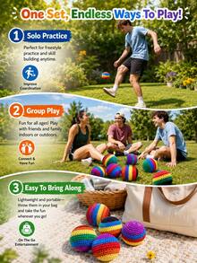 Handmade Crochet Bean Bag Set, Rainbow Yarn Bean Bags, Outdoor Lawn And Garden Game Toys, Portable Bean Bag Balls, Suitable For Solo Practice, Group Games, Backyard Picnics, Parties And Travel Fun - Multicolor - View 7