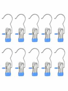 OBOVAY 10/20/30/40/50pcs Stainless Steel Clothes Clips, Stainless Steel Pants Hanger Clips With Hooks, Rust-Proof Space-Saving Hanger Clips, Suitable For Jeans, Pants, Skirts, Boots, Closet Organization, Dorm Laundry And Travel Drying Storage - Multicolor - View 23