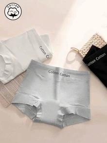 5pcs/Pack Minimalist Solid Color High Waist Women's Panties With Letter Print, Comfortable Sports Bodycon Tummy Control Butt-Lifting Boxer Briefs, Multi-Color - Multicolor - View 7