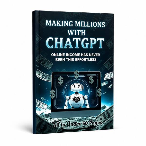 ChatGPT AI Online Income Creative Guide, Futuristic Robot Cover, Prompt Inspiration Handbook For Creators, Students And Digital Workers