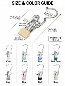 OBOVAY 10/20/30/40/50pcs Stainless Steel Clothes Clips, Stainless Steel Pants Hanger Clips With Hooks, Rust-Proof Space-Saving Hanger Clips, Suitable For Jeans, Pants, Skirts, Boots, Closet Organization, Dorm Laundry And Travel Drying Storage - Multicolor - View 3