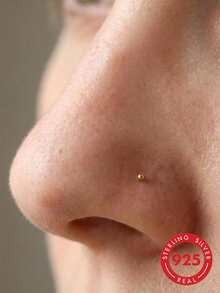 2 st 925 sterlingsilver 1,5 mm mini-bollformad näsa med piercingsmycken - Gult guld - Visa 1