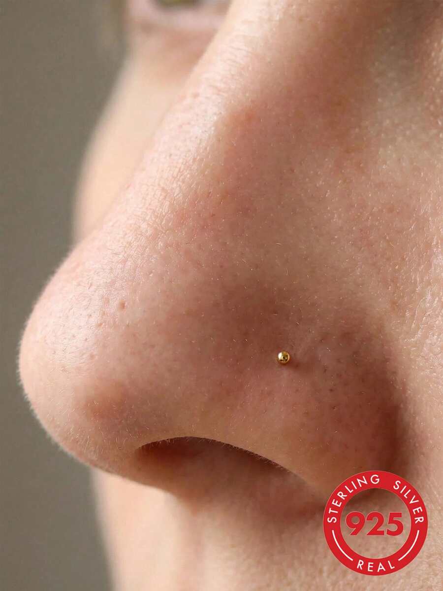 2 st 925 sterlingsilver 1,5 mm mini-bollformad näsa med piercingsmycken - Gult guld - Visa 1
