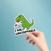 1/3/5入防水乙烯基貼紙，I Am Unstoppable 趣味綠色霸王龍抓手恐龍貼紙，自黏式迷因貼紙，適用於筆電、汽車、水壺、頭盔，適合兒童、青少年、成人的創意幽默禮物 - A - 查看 1