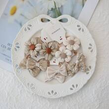 10pcs Vintage Floral Bow Fabric Hair Tie Pack - Multicolor - View 11