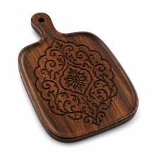 2PCS/1PC Walnut Wood Carved Cutting Board, Artistic Carved Steak Board, Desktop Decor Cutting Board, Fashion Long Handle, Solid Wood, For Cutting Meat, Cheese, Bread, Vegetables And Fruits - Charcuterie Board Cheese Serving Board, Perfect For Food Slicing And Presentation, Portable Camping Cutting Board, Modern Home Country Kitchen Essential. Mother's Day Gift, Wedding Season Kitchen Supplies - 01 - View 2