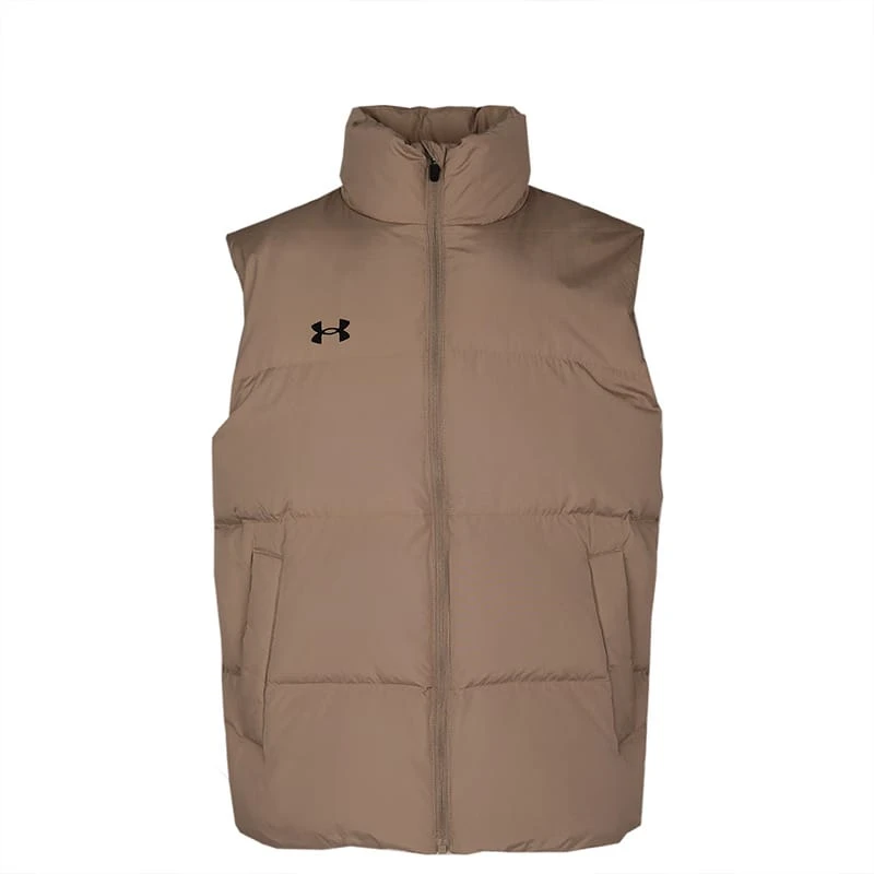 UNDER ARMOUR 男士冬季保暖舒適休閒運動羽絨背心 - 深卡其 - 查看 1