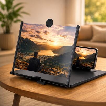 Lupa Ampliadora De Tela Celular 3D HD Suporte Dobrável Universal Proteção Ocular Para Filmes e Jogos