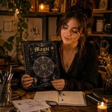 Magic Vintage Dark Gold Hexagram Magic Circle A5 Metal Spiral Notebook, Suitable For Tarot Inspiration Recording, Occult Journaling, Fantasy Novel Material Excerpts, Student Classroom Notes, Gothic Home Desk Decor, Halloween Themed Gifts, Niche Creative Collection, Offline Subculture Community Events - A5 - View 7