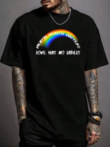 100% Pure  LGBTQ - Love Has No Labels T-Shirts Casual Street Printed T-Shirt For Men - Negro - Ver 1