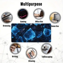 1pc Crystal Pattern Rubber Mouse Pad - Perfect For Gaming And Office, Suitable For Desktop/Laptop, Blue/Black Color Scheme Desk Pad, Desktop Mouse Pad - Ice Cubes - View 5