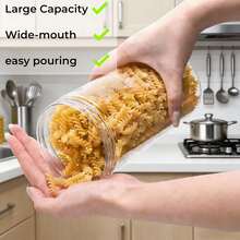 2pcs Clear Plastic Jars With Lids, 26oz (Approx. 780ml) Round Candy Storage Jars, Mason Jars, Tall PET Jars, Wide Mouth Food Storage Containers, Suitable For Dry Food, Spices, Nuts, Pasta - View 3
