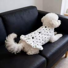 1 pieza Abrigo de una pieza de felpa para mascotas con enganche para correa para uso al aire libre (cuerda no incluida), adecuado para perros y gatos de tamaño extra pequeño y mediano - Blanco y Negro - Ver 3