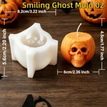 Smiling Witch Hat Skull Silicone Candle Mold 3D Carved Pumpkin Ghost Candle Mould DIY Soap Resin Casting Halloween Spooky Funny Party Home Decor - A - View 11