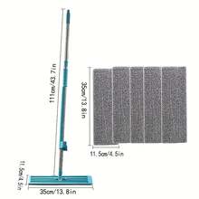 1 Set Hands-Free Flat Mop, Equipped With 5 Reusable Mop Pads, 360° Rotating Head, Dry And Wet Use, Suitable For Living Room, Bathroom, Kitchen Tile And Wood Floor Dusting Mop, Cleaning Tool, Back To School Supplies, Dusting Tool - View 4