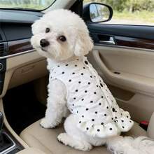 1 pieza Abrigo de una pieza de felpa para mascotas con enganche para correa para uso al aire libre (cuerda no incluida), adecuado para perros y gatos de tamaño extra pequeño y mediano - Blanco y Negro - Ver 5