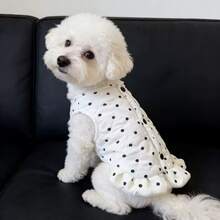 1 pieza Abrigo de una pieza de felpa para mascotas con enganche para correa para uso al aire libre (cuerda no incluida), adecuado para perros y gatos de tamaño extra pequeño y mediano - Blanco y Negro - Ver 2