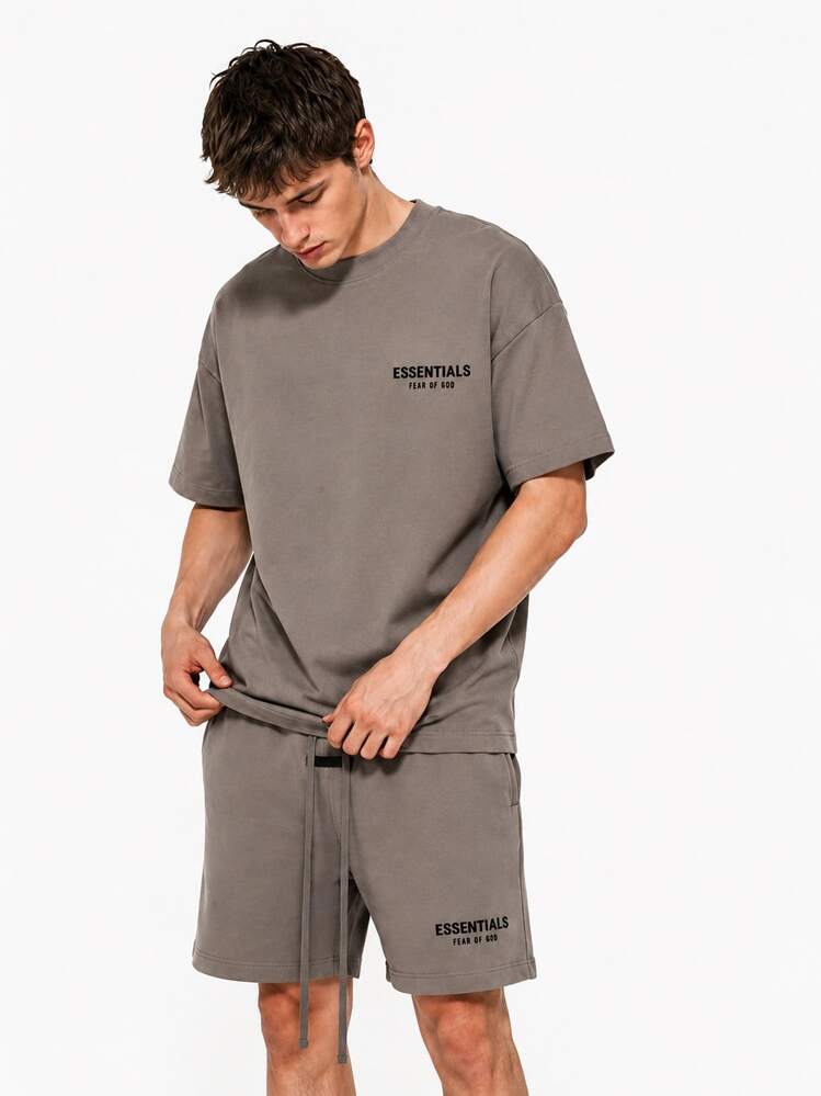 Fear Of God Essentials Classic Tee + Shorts Set SS22 Dark Oatmeal