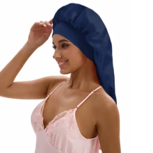 ZTZI Extra Long Sleep Bonnet, Smooth Night Hair Cap For Long Braids & Curly Hair, Wide Elastic Headband Solid Color Casual Polyester Fiber Bonnet For Daily Wear All Seasons - VC Bow 9008 - View 28
