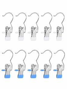 OBOVAY 10/20/30/40/50pcs Stainless Steel Clothes Clips, Stainless Steel Pants Hanger Clips With Hooks, Rust-Proof Space-Saving Hanger Clips, Suitable For Jeans, Pants, Skirts, Boots, Closet Organization, Dorm Laundry And Travel Drying Storage - Multicolor - View 28