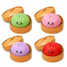 Dumpling Squishy Gitter 4Pcs Green Pink Purple Red Dumpling Squishy Toy Set With Steamer Box, Slow Rising Stress Relief Squeeze Fidget - 4 pcs B - 查看 1