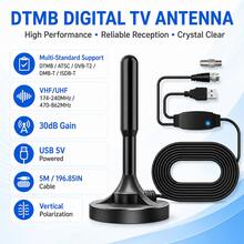 Indoor Digital TV Antenna With Magnetic Base, 5M Coaxial Cable And Adjustable Signal Booster, VHF UHF Reception For Home TV - Black - View 7