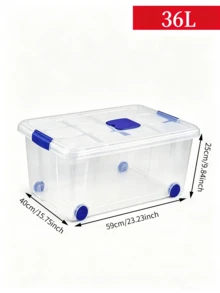 2 piezas Cajas de almacenamiento de gran capacidad de 86L con ruedas, diseño apilable, resistentes y duraderas, ahorran espacio, con tapas de cierre de , disponibles en múltiples tamaños, adecuadas para el hogar, salas de almacenamiento, oficinas, garajes, cajas de almacenamiento de herramientas transparentes - Especificaciones múltiples - Ver 18