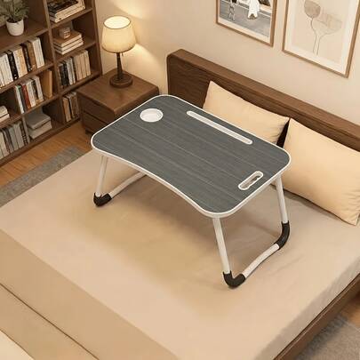 Portable Folding Bed Tray Desk - Wood Table & Lap Desk Suitable For Dorm, Small Spaces, Bedside, Compact Folding Desk With Space-Saving Design, Multi-Purpose Table For,, Office, Wood Furniture
