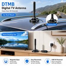 Indoor Digital TV Antenna With Magnetic Base, 5M Coaxial Cable And Adjustable Signal Booster, VHF UHF Reception For Home TV - Black - View 5