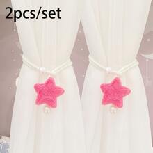 2pcs/Set Star Decor Curtain Tiebacks, Minimalist Faux Pearl Curtain Ropes, Sheer Curtain Tiebacks, Mosquito Net Storage Ropes - Multicolor - View 14