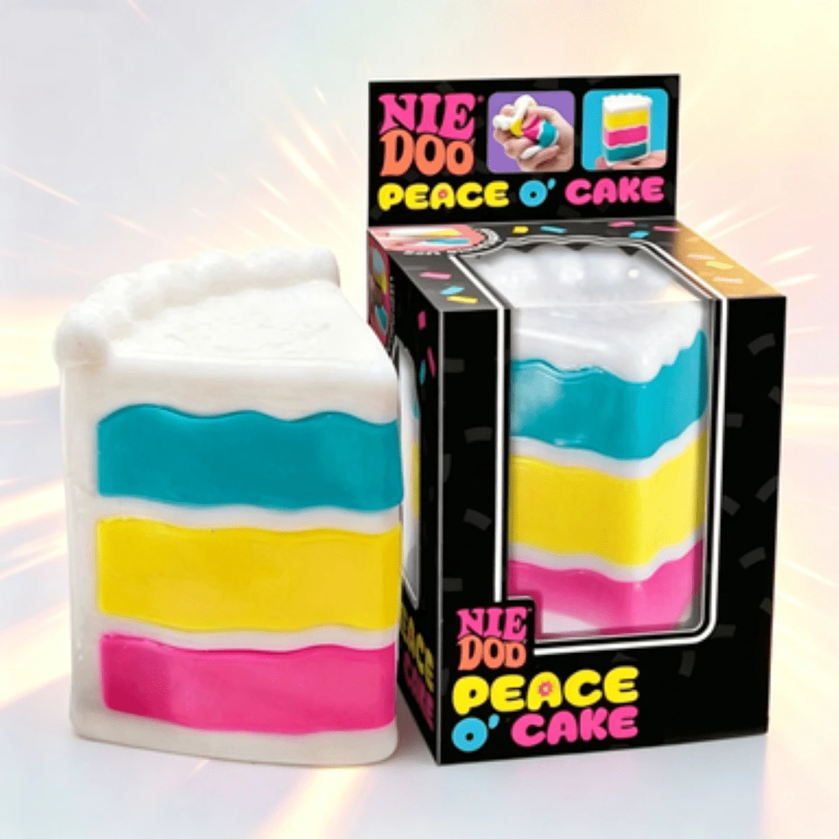 1個 2026新款 New Nie Duo Nice Cube Schylling 感官擠壓玩具 蛋糕三明治造型 柔軟可捏 舒壓玩具 生日禮物 聖誕禮物 萬聖節禮物 完美禮物